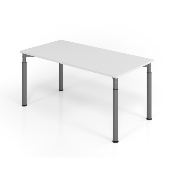 4032062183786 - HAMMERBACHER Mirakel höhenverstellbarer Schreibtisch lichtgrau rechteckig 4-Fuß-Gestell grau 1600 x 800 cm