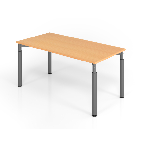 4032062183793 - HAMMERBACHER YS16 höhenverstellbarer Schreibtisch buche rechteckig 4-Fuß-Gestell grau 1600 x 800 cm