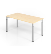 Schreibtisch VYS, manuell h&ouml;henverstellbar, 82cm (H), 160x80cm (BxT), ahorn / silber