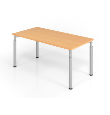 Schreibtisch VYS, manuell h&ouml;henverstellbar, 82cm (H), 160x80cm (BxT), buche / silber