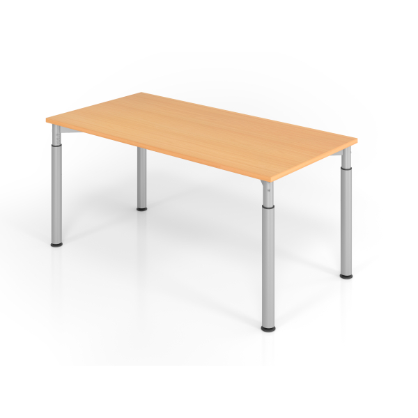 4032062183854 - HAMMERBACHER YS16 höhenverstellbarer Schreibtisch buche rechteckig 4-Fuß-Gestell silber 1600 x 800 cm