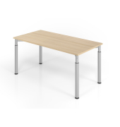 Schreibtisch VYS, manuell h&ouml;henverstellbar, 82cm (H), 160x80cm (BxT), eiche / silber