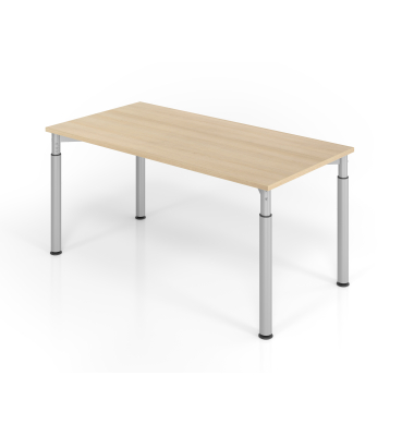 Schreibtisch VYS, manuell h&ouml;henverstellbar, 82cm (H), 160x80cm (BxT), eiche / silber