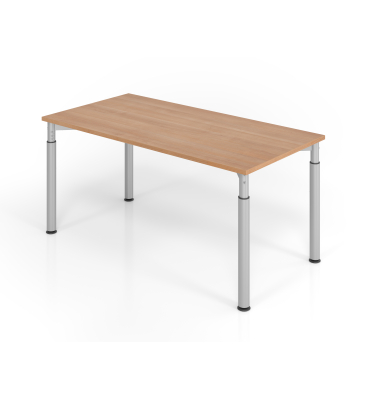 Schreibtisch VYS, manuell h&ouml;henverstellbar, 82cm (H), 160x80cm (BxT), nussbaum / silber