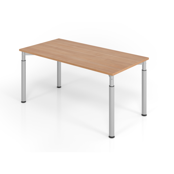4032062183878 - Schreibtisch VYS manuell höhenverstellbar 82cm (H) 160x80cm (BxT) Nussbaum   silber 4032062183878 Hammerbacher