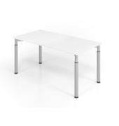 Schreibtisch VYS, manuell h&ouml;henverstellbar, 82cm (H), 160x80cm (BxT), wei&szlig; / silber