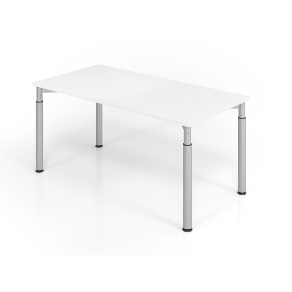 4032062183885 - VERA-ZWO - Schreibtisch mit 4-Fuß-Gestell höhenverstellbar Tiefe 800 mm Breite 1600 mm weiß   alusilber kaiserkraft