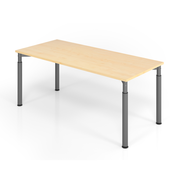 4032062183892 - HAMMERBACHER Mirakel höhenverstellbarer Schreibtisch ahorn rechteckig 4-Fuß-Gestell grau 1800 x 800 cm