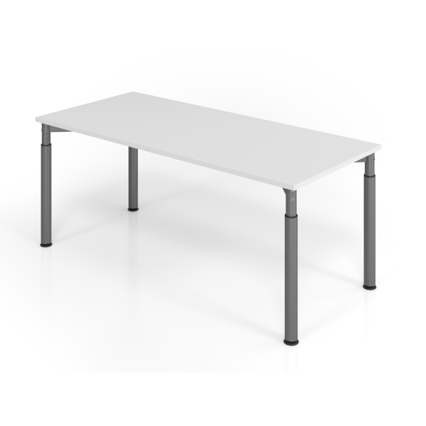 4032062183908 - HAMMERBACHER Mirakel höhenverstellbarer Schreibtisch lichtgrau rechteckig 4-Fuß-Gestell grau 1800 x 800 cm