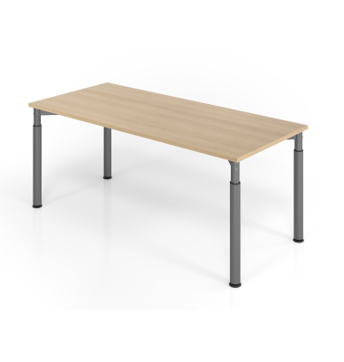 Schreibtisch VYS, manuell h&ouml;henverstellbar, 82cm (H), 180x80cm (BxT), eiche / graphit