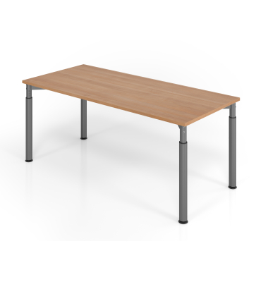 Schreibtisch VYS, manuell h&ouml;henverstellbar, 82cm (H), 180x80cm (BxT), nussbaum / graphit