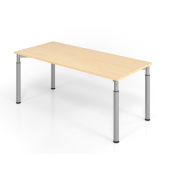 Schreibtisch VYS, manuell h&ouml;henverstellbar, 82cm (H), 180x80cm (BxT), ahorn / silber