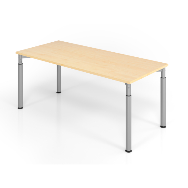 4032062183953 - VERA-ZWO - Schreibtisch mit 4-Fuß-Gestell höhenverstellbar Tiefe 800 mm Breite 1800 mm Ahorn-Dekor   alusilber kaiserkraft