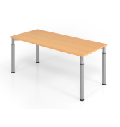 Schreibtisch VYS, manuell h&ouml;henverstellbar, 82cm (H), 180x80cm (BxT), buche / silber