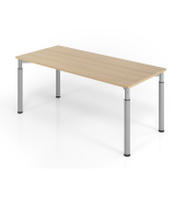 Schreibtisch VYS, manuell h&ouml;henverstellbar, 82cm (H), 180x80cm (BxT), eiche / silber