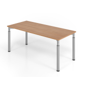Schreibtisch VYS, manuell h&ouml;henverstellbar, 82cm (H), 180x80cm (BxT), nussbaum / silber