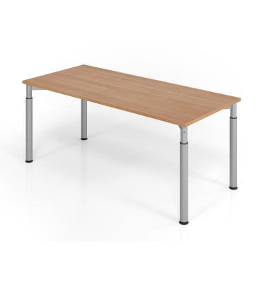 Schreibtisch VYS, manuell h&ouml;henverstellbar, 82cm (H), 180x80cm (BxT), nussbaum / silber