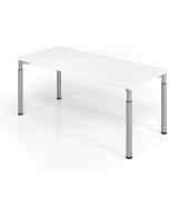 Schreibtisch VYS, manuell h&ouml;henverstellbar, 82cm (H), 180x80cm (BxT), wei&szlig; / silber