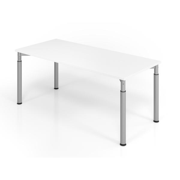 4032062184004 - VERA-ZWO - Schreibtisch mit 4-Fuß-Gestell höhenverstellbar Tiefe 800 mm Breite 1800 mm weiß   alusilber kaiserkraft