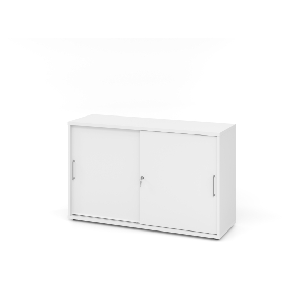 4032062184981 - Schiebetürschrank Breno abschließbar Spanplatte melaminharzbeschichtet B 1200 x T 400 x H 748 mm 2 Ordnerhöhen weiß weiß