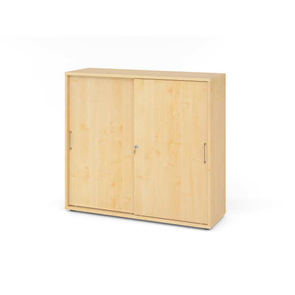 4032062185032 - Schiebetürschrank Breno abschließbar Spanplatte melaminharzbeschichtet B 1200 x T 400 x H 1100 mm 3 Ordnerhöhen Ahorn Ahorn