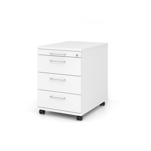 4032062185247 - Rollcontainer 1233 Breno 3 Schübe & 1 Utensilienauszug abschließbar B 428 x T 580 x H 590 mm weiß