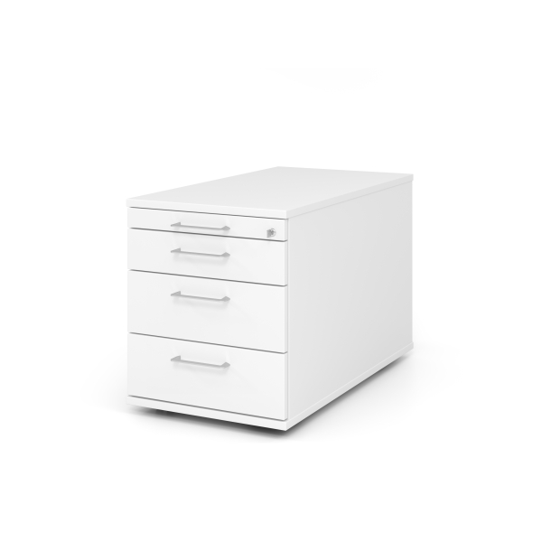 4032062185308 - eurokraft pro Rollcontainer 1 Utensilienschub 3 Materialschübe Tiefe 800 mm weiß