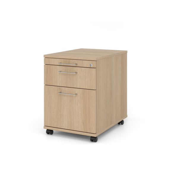 4032062186251 - Rollcontainer 126 Breno 1 Schub 1 Utensilienauszug & 1 Hängeregistraturschub abschließbar B 428 x T 580 x H 590 mm Eiche-Dekor