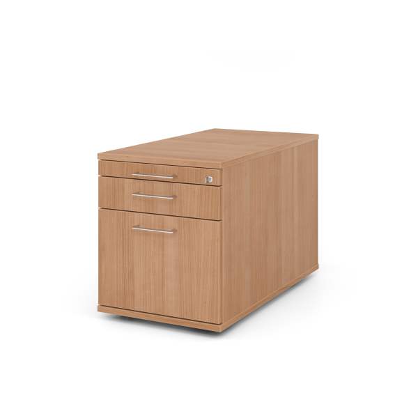 4032062186312 - eurokraft pro Rollcontainer 1 Utensilienschub 1 Materialschub 1 Hängeregistratur Tiefe 800 mm Dekor Nussbaum