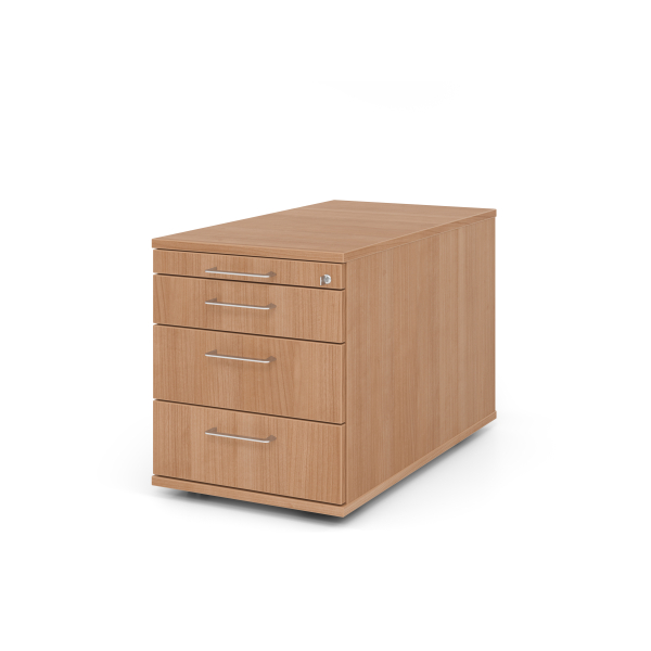 4032062186350 - eurokraft pro Rollcontainer 1 Utensilienschub 3 Materialschübe Tiefe 800 mm Dekor Nussbaum