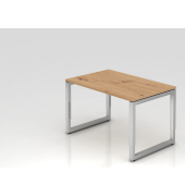 Schreibtisch VRS, manuell h&ouml;henverstellbar, 85cm (H), 120x80cm (BxT), asteiche / silber