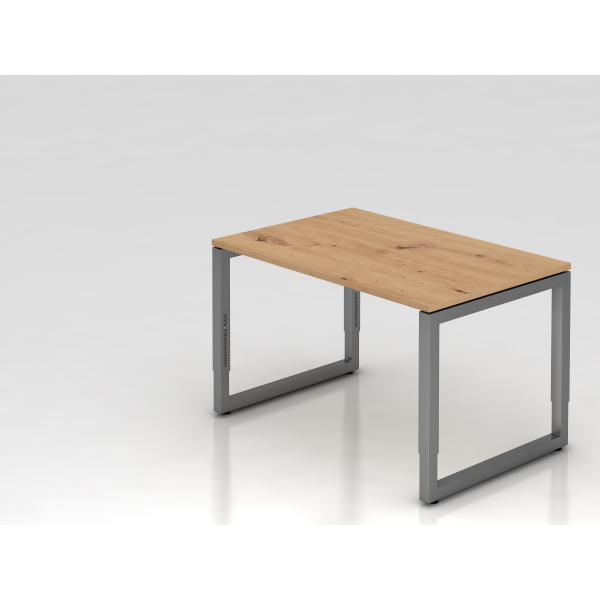 4032062187456 - eurokraft pro Schreibtisch mit Gestell aus Vierkant-Stahlrohr Höhe 650 - 850 mm BxT 1200 x 800 mm Asteiche   graphit