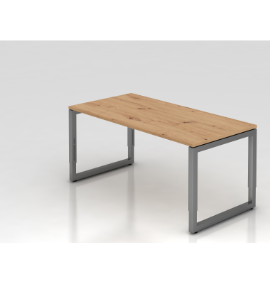 Schreibtisch VRS, manuell h&ouml;henverstellbar, 85cm (H), 160x80cm (BxT), asteiche / graphit