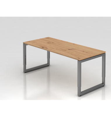 Schreibtisch VRS, manuell h&ouml;henverstellbar, 85cm (H), 180x80cm (BxT), asteiche / graphit
