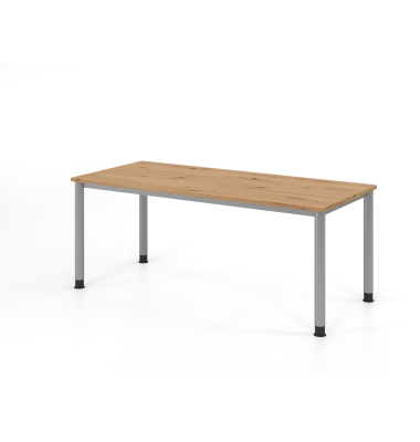 Schreibtisch VHS, manuell h&ouml;henverstellbar, 81cm (H), 180x80cm (BxT), asteiche / silber