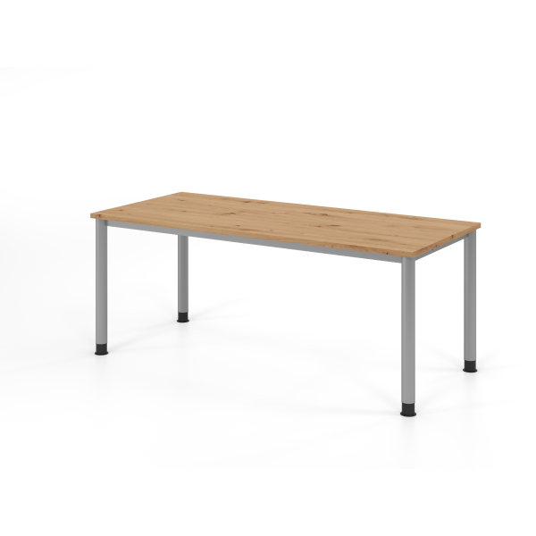 4032062187524 - Schreibtisch VHS manuell höhenverstellbar 81cm (H) 180x80cm (BxT) Asteiche   silber 4032062187524 Hammerbacher