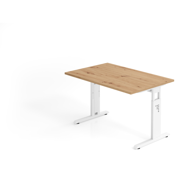 4032062187739 - Schreibtisch VOS manuell höhenverstellbar 85cm (H) 120x80cm (BxT) Asteiche   weiß 4032062187739 Hammerbacher