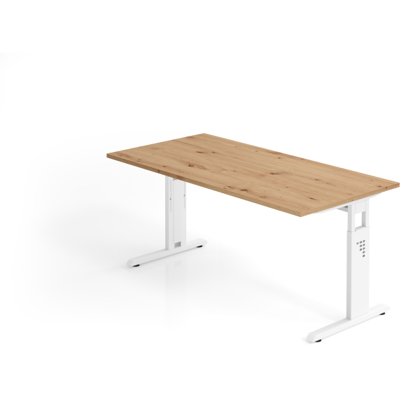 4032062187760 - Schreibtisch VOS manuell höhenverstellbar 85cm (H) 160x80cm (BxT) Asteiche   weiß 4032062187760 Hammerbacher