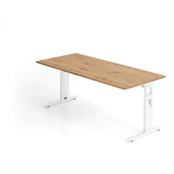 4032062187791 - Schreibtisch VOS manuell höhenverstellbar 85cm (H) 180x80cm (BxT) Asteiche   weiß 4032062187791 Hammerbacher