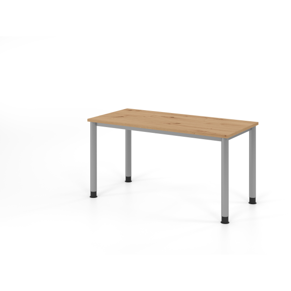 4032062188705 - VHS614 R S Höhenverstellbarer gerader Schreibtisch mit 4 Füßen Express Q Eiche Silber 1400 x 672 x 685 - 810 mm