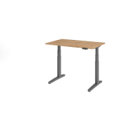 Sitz-Steh-Schreibtisch VXBHM, elektrisch h&ouml;henverstellbar, 129cm (H), 120x80cm (BxT), asteiche / graphit