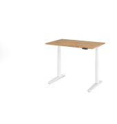 Sitz-Steh-Schreibtisch VXBHM, elektrisch h&ouml;henverstellbar, 129cm (H), 120x80cm (BxT), asteiche / wei&szlig;