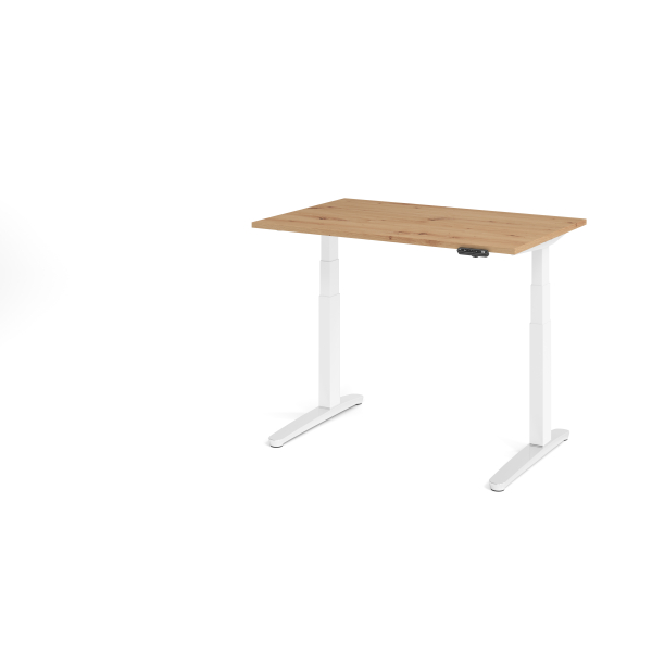 4032062189047 - Sitz-Steh-Schreibtisch VXBHM elektrisch höhenverstellbar 129cm (H) 120x80cm (BxT) Asteiche   weiß 4032062189047 Hammerbacher