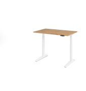 Sitz-Steh-Schreibtisch VXBHM, elektrisch h&ouml;henverstellbar, 129cm (H), 120x80cm (BxT), asteiche / wei&szlig;