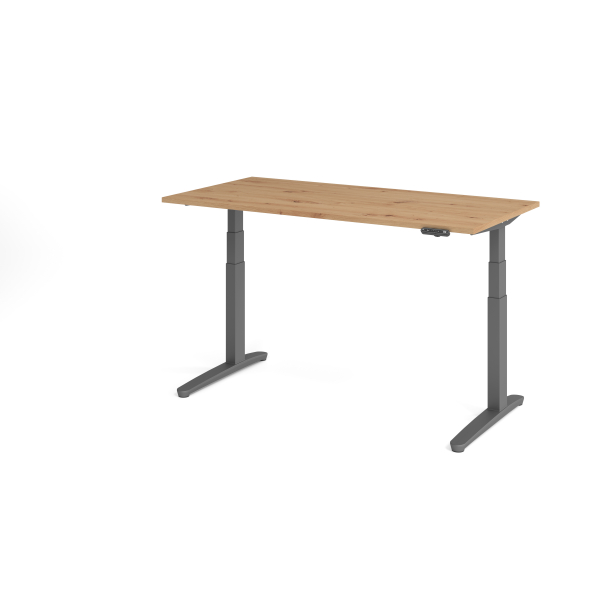 4032062189078 - Sitz-Steh-Schreibtisch VXBHM elektrisch höhenverstellbar 129cm (H) 160x80cm (BxT) Asteiche   graphit 4032062189078 Hammerbac