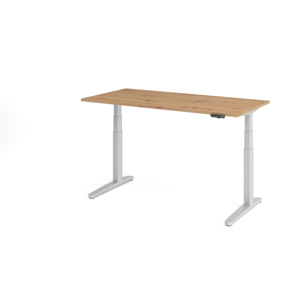 4032062189085 - Sitz-Steh-Schreibtisch VXBHM elektrisch höhenverstellbar 129cm (H) 160x80cm (BxT) Asteiche   silber 4032062189085 Hammerbach