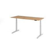 Sitz-Steh-Schreibtisch VXBHM, elektrisch h&ouml;henverstellbar, 129cm (H), 180x80cm (BxT), asteiche / silber