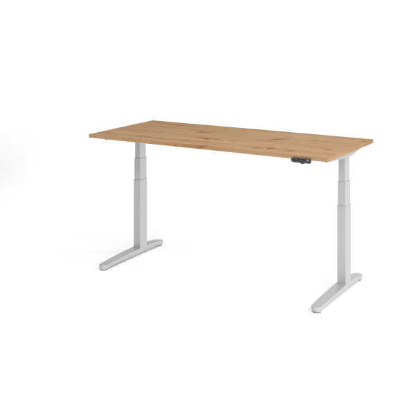 4032062189139 - Sitz-Steh-Schreibtisch VXBHM elektrisch höhenverstellbar 129cm (H) 180x80cm (BxT) Asteiche   silber 4032062189139 Hammerbach