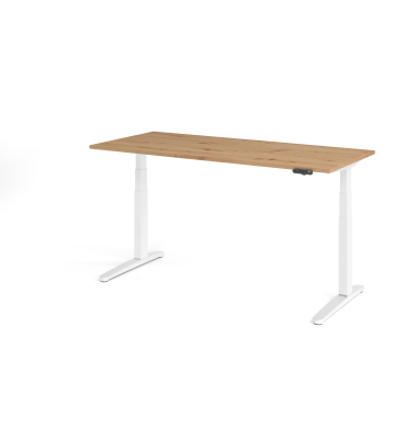 Sitz-Steh-Schreibtisch VXBHM, elektrisch h&ouml;henverstellbar, 129cm (H), 180x80cm (BxT), asteiche / wei&szlig;