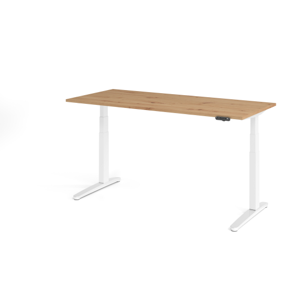 4032062189146 - Sitz-Steh-Schreibtisch VXBHM elektrisch höhenverstellbar 129cm (H) 180x80cm (BxT) Asteiche   weiß 4032062189146 Hammerbacher
